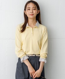 ストレッチクリアニット シャツレイヤード風プルオーバー