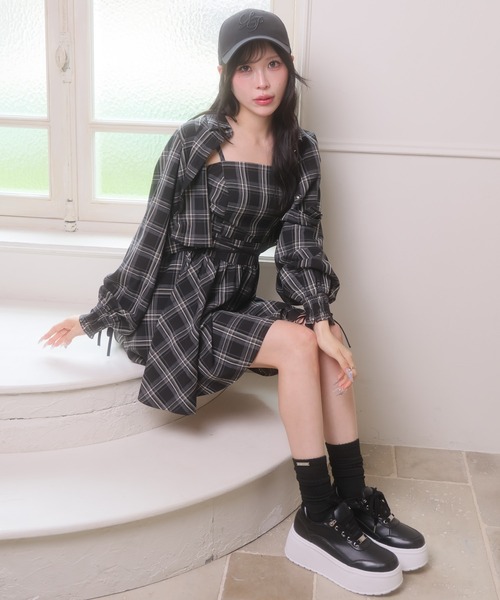 LIPSERVICE(リップサービス)の「チェックシャツアンサンブルフレアワンピース(ワンピース・レディース・ブラック/ブラウン・FREE)」の19枚目の写真