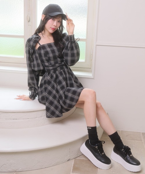 LIPSERVICE(リップサービス)の「チェックシャツアンサンブルフレアワンピース(ワンピース・レディース・ブラック/ブラウン・FREE)」の20枚目の写真