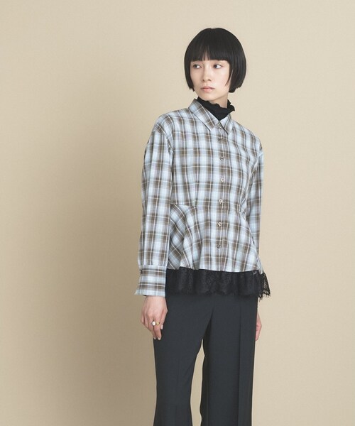 cloenc(クロエンス)の「【手洗い可】レースペプラムブラウス(シャツ/ブラウス・レディース・ピンク/ブラウン系その他2/カーキ系1・02)」の1枚目の写真