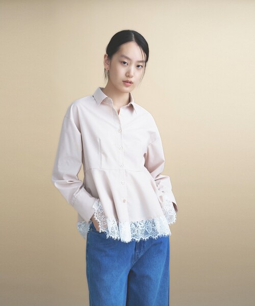 cloenc(クロエンス)の「【手洗い可】レースペプラムブラウス(シャツ/ブラウス・レディース・ピンク/ブラウン系その他2/カーキ系1・02)」の3枚目の写真