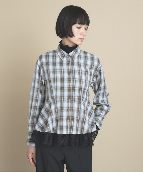 cloenc(クロエンス)の「【手洗い可】レースペプラムブラウス(シャツ/ブラウス・レディース・ピンク/ブラウン系その他2/カーキ系1・02)」の6枚目の写真