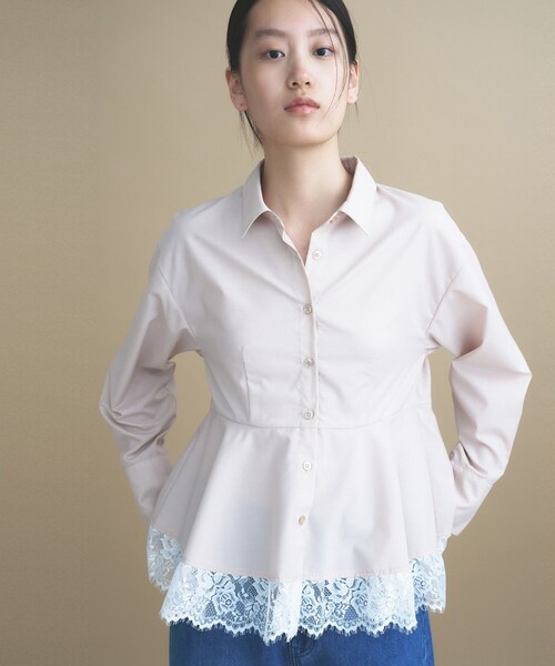cloenc(クロエンス)の「【手洗い可】レースペプラムブラウス(シャツ/ブラウス・レディース・ピンク/ブラウン系その他2/カーキ系1・02)」の13枚目の写真