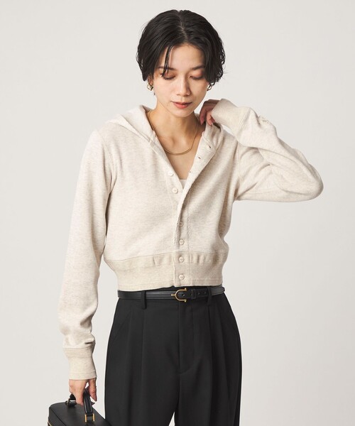 green label relaxing(グリーンレーベルリラクシング)の「【別注】<FAITH MILLS>フード カーディガン(カーディガン/ボレロ・レディース・レッド/オフホワイト/ブラウン・FREE)」の2枚目の写真