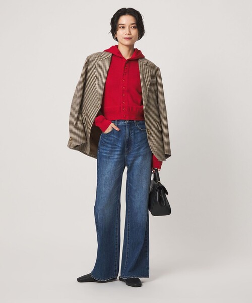 green label relaxing(グリーンレーベルリラクシング)の「【別注】<FAITH MILLS>フード カーディガン(カーディガン/ボレロ・レディース・レッド/オフホワイト/ブラウン・FREE)」の5枚目の写真