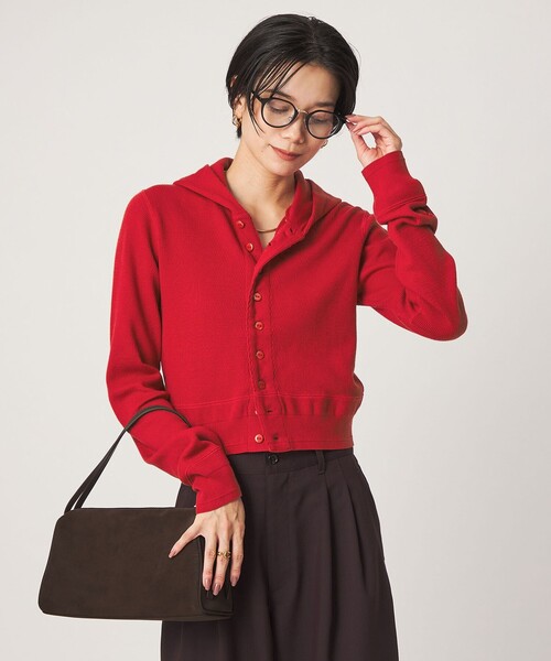green label relaxing(グリーンレーベルリラクシング)の「【別注】<FAITH MILLS>フード カーディガン(カーディガン/ボレロ・レディース・レッド/オフホワイト/ブラウン・FREE)」の9枚目の写真