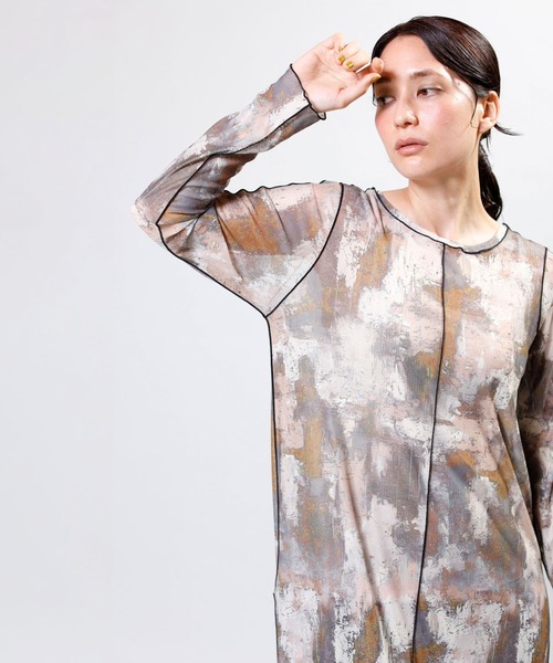 OSMOSIS(オズモーシス)の「プリントチュールメローワンピース(ワンピース・レディース・ブルー/グリーン/ベージュ・ONE SIZE)」の5枚目の写真