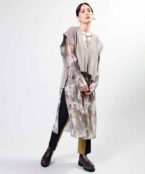 OSMOSIS(オズモーシス)の「プリントチュールメローワンピース(ワンピース・レディース・ブルー/グリーン/ベージュ・ONE SIZE)」の7枚目の写真