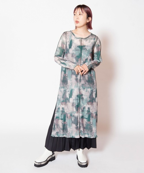 OSMOSIS(オズモーシス)の「プリントチュールメローワンピース(ワンピース・レディース・ブルー/グリーン/ベージュ・ONE SIZE)」の16枚目の写真