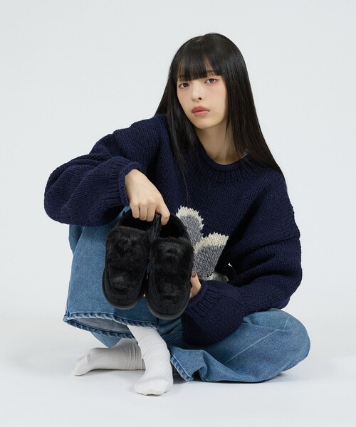 MEI(メイ)の「【MEI/メイ】ムートンファースリッポン(スリッポン・レディース・ブラック/ベージュ/その他・M/L/S)」の4枚目の写真