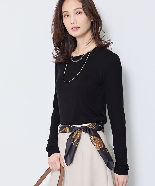 Reflect（リフレクト）の「【インナーに◎】クルーネックプルオーバー（Tシャツ/カットソー・レディース・ホワイト/ブラック・15 /13/11/09/07）」の2枚目の写真