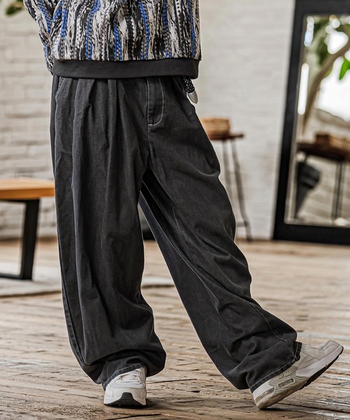CAMBIO(カンビオ)の「mp15334- Two Tuck Wide Denim Pants ワイドデニムパンツ(AI-262-06)(デニムパンツ・メンズ・ブラック/ネイビー・M/L)」の3枚目の写真
