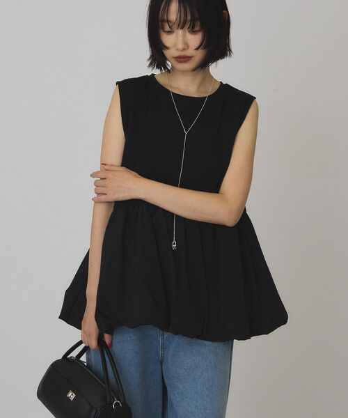 AMERICAN HOLIC(アメリカンホリック)の「バブルヘムタンクトップ(Tシャツ/カットソー・レディース・ブラック/オフホワイト/グレイッシュベージュ・FREE)」の14枚目の写真