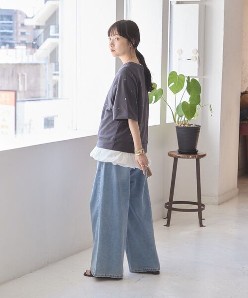 AMERICAN HOLIC(アメリカンホリック)の「バブルヘムタンクトップ(Tシャツ/カットソー・レディース・ブラック/オフホワイト/グレイッシュベージュ・FREE)」の16枚目の写真