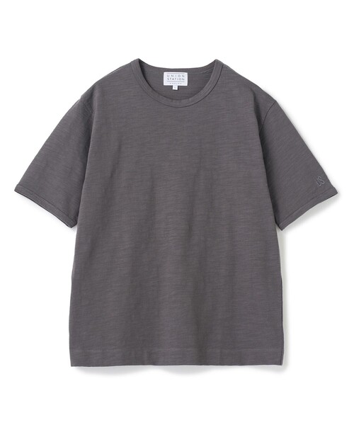 UNION STATION(ユニオンステーション)の「スラブ天竺袖刺繍Tシャツ(Tシャツ/カットソー・メンズ・チャコールグレー・M)」の1枚目の写真