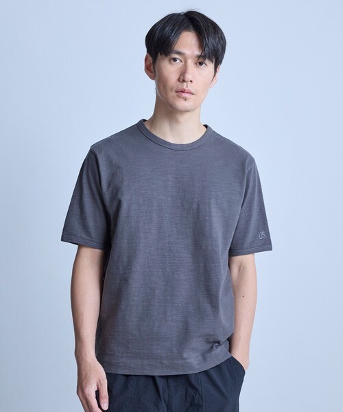 UNION STATION(ユニオンステーション)の「スラブ天竺袖刺繍Tシャツ(Tシャツ/カットソー・メンズ・チャコールグレー・M)」の2枚目の写真