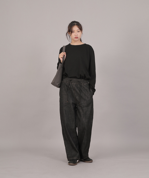 SAINTCREW(セントクルー)の「オーバーサイズソフトRネック長袖TシャツRMR-8A18ブラック(Tシャツ/カットソー・レディース・その他・FREE)」の2枚目の写真