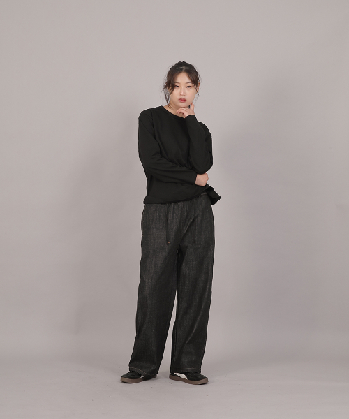 SAINTCREW(セントクルー)の「オーバーサイズソフトRネック長袖TシャツRMR-8A18ブラック(Tシャツ/カットソー・レディース・その他・FREE)」の8枚目の写真