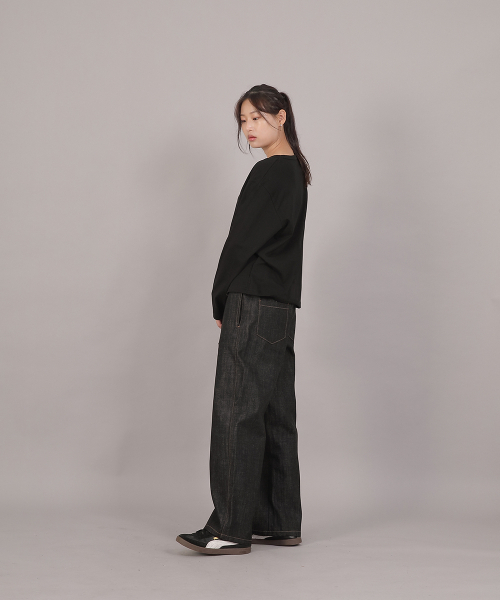 SAINTCREW(セントクルー)の「オーバーサイズソフトRネック長袖TシャツRMR-8A18ブラック(Tシャツ/カットソー・レディース・その他・FREE)」の10枚目の写真