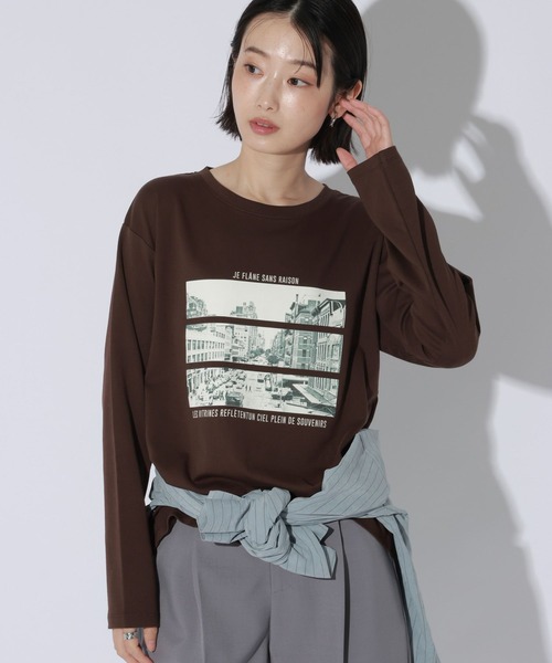LAKOLE(ラコレ)の「アソートグラフィック長袖 / 1049501(Tシャツ/カットソー・レディース・オフホワイト/チャコール/グレー/ブラウン・FREE)」の4枚目の写真