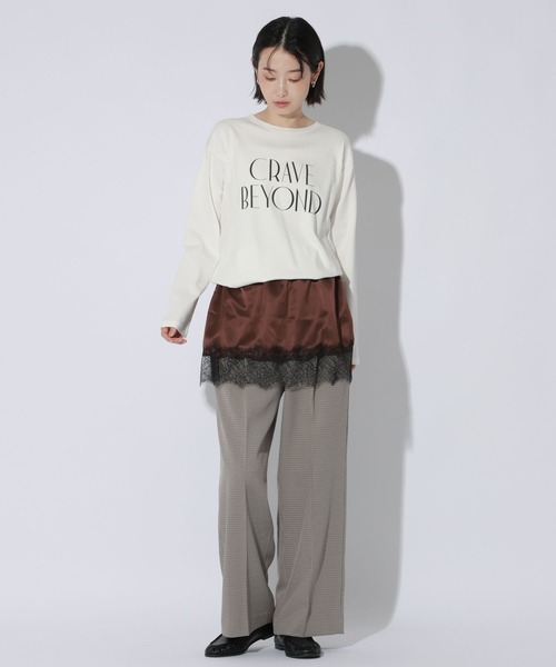 LAKOLE(ラコレ)の「アソートグラフィック長袖 / 1049501(Tシャツ/カットソー・レディース・オフホワイト/チャコール/グレー/ブラウン・FREE)」の7枚目の写真