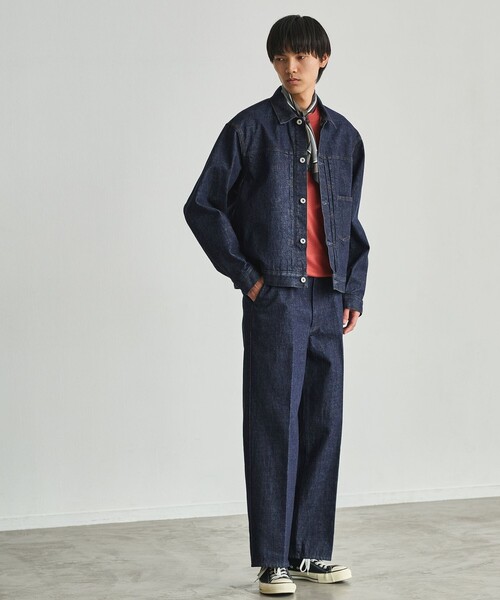 green label relaxing(グリーンレーベルリラクシング)の「ワイド ストレート デニム スラックス パンツ W5(デニムパンツ・メンズ・ネイビー/ライトブルー・S/L/XL/M)」の3枚目の写真