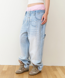 TRUNK LAYERED LOOSE PANTS LIGHT BLUE