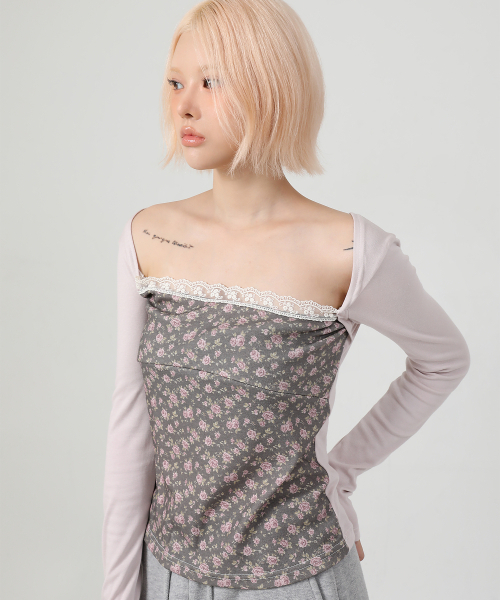 CATTLINE(カトリン)の「レイヤードフローラルTシャツ ピンク(Tシャツ/カットソー・レディース・ピンク・FREE)」の2枚目の写真