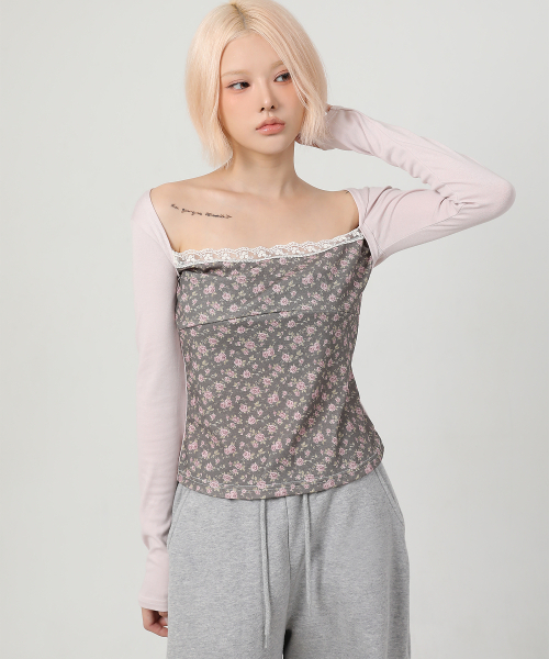 CATTLINE(カトリン)の「レイヤードフローラルTシャツ ピンク(Tシャツ/カットソー・レディース・ピンク・FREE)」の4枚目の写真
