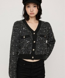 JQ TWEED KNIT C/D ジャガードツイードニットカーディガン 秋服