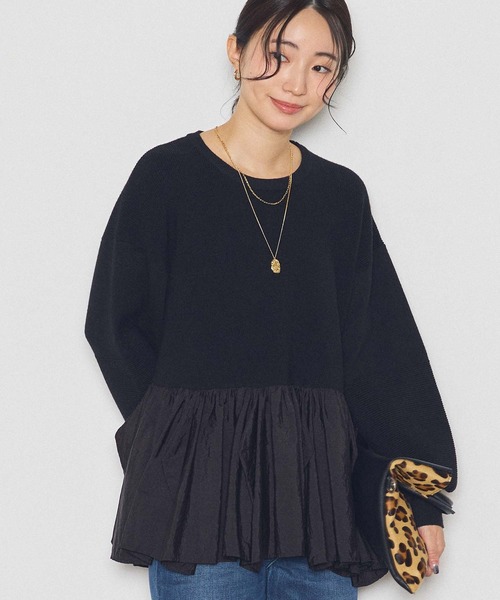 Gready Brilliant(グレディブリリアン)の「立体ペプラムドッキングニット(Tシャツ/カットソー・レディース・グレー×ホワイト/ブラック×ブラック・FREE)」の12枚目の写真