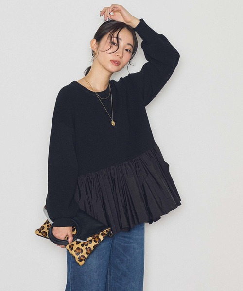Gready Brilliant(グレディブリリアン)の「立体ペプラムドッキングニット(Tシャツ/カットソー・レディース・グレー×ホワイト/ブラック×ブラック・FREE)」の8枚目の写真