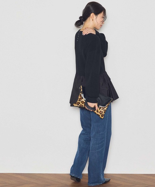 Gready Brilliant(グレディブリリアン)の「立体ペプラムドッキングニット(Tシャツ/カットソー・レディース・グレー×ホワイト/ブラック×ブラック・FREE)」の4枚目の写真