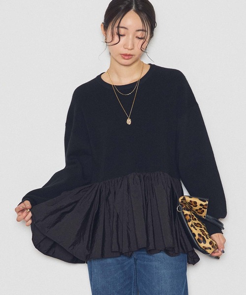 Gready Brilliant(グレディブリリアン)の「立体ペプラムドッキングニット(Tシャツ/カットソー・レディース・グレー×ホワイト/ブラック×ブラック・FREE)」の9枚目の写真