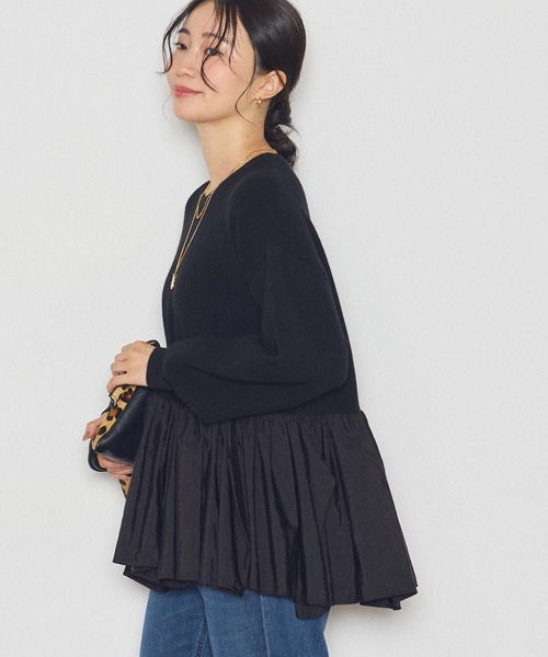 Gready Brilliant(グレディブリリアン)の「立体ペプラムドッキングニット(Tシャツ/カットソー・レディース・グレー×ホワイト/ブラック×ブラック・FREE)」の10枚目の写真