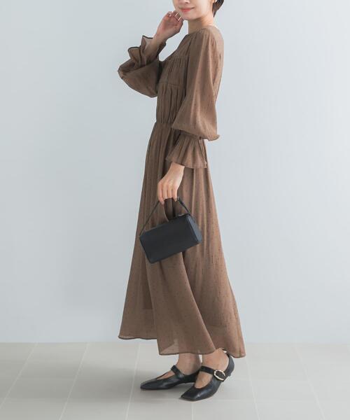 URBAN RESEARCH ROSSO WOMEN(アーバンリサーチ ロッソ)の「シャーリングドットワンピース(ワンピース・レディース・ブラック/モカ・FREE)」の22枚目の写真