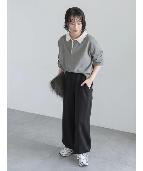 Te chichi(テチチ)の「バイカラーポロニット(ニット/セーター・レディース・ネイビー/ブラウン/グレー・F)」の5枚目の写真