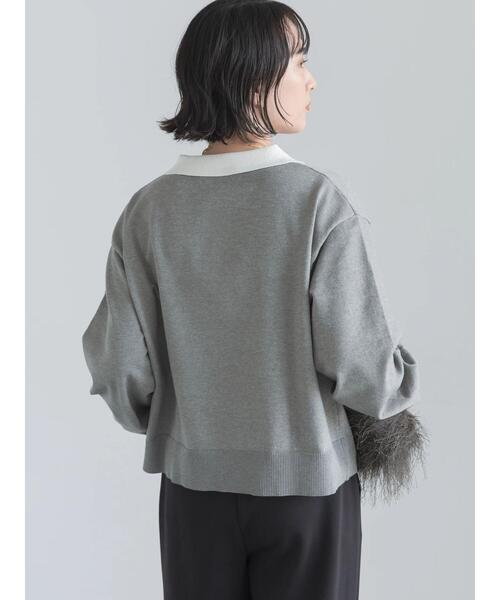Te chichi(テチチ)の「バイカラーポロニット(ニット/セーター・レディース・ネイビー/ブラウン/グレー・F)」の9枚目の写真