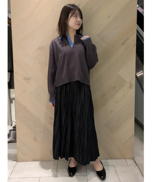 Te chichi(テチチ)の「バイカラーポロニット(ニット/セーター・レディース・ネイビー/ブラウン/グレー・F)」の18枚目の写真