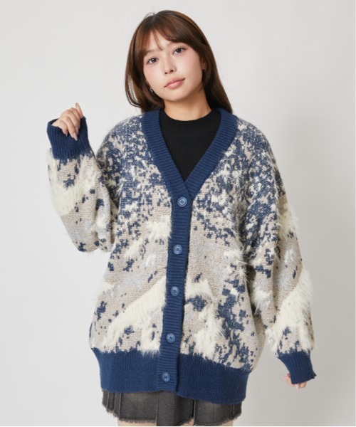 GORGE(ゴージ)の「総柄フェザーニットカーディガン|全3色(カーディガン/ボレロ・レディース・ブラウン/ネイビー/ブラック・F)」の13枚目の写真