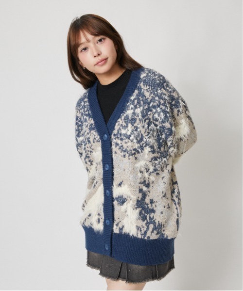 GORGE(ゴージ)の「総柄フェザーニットカーディガン|全3色(カーディガン/ボレロ・レディース・ブラウン/ネイビー/ブラック・F)」の14枚目の写真