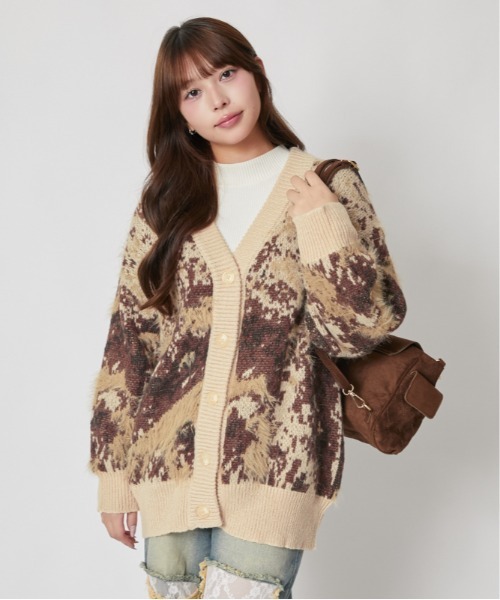 GORGE(ゴージ)の「総柄フェザーニットカーディガン|全3色(カーディガン/ボレロ・レディース・ブラウン/ネイビー/ブラック・F)」の18枚目の写真
