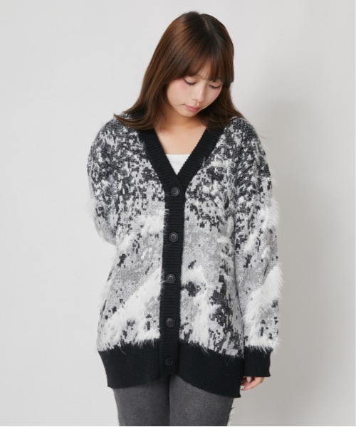 GORGE(ゴージ)の「総柄フェザーニットカーディガン|全3色(カーディガン/ボレロ・レディース・ブラウン/ネイビー/ブラック・F)」の22枚目の写真