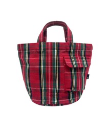 ROOTOTE（ルートート）の「ルートート / リサイクルコットン デリ タータンチェック柄トートバッグ ボトルホルダー付き SN.デリ.リサイクルコットン-H（トートバッグ）」