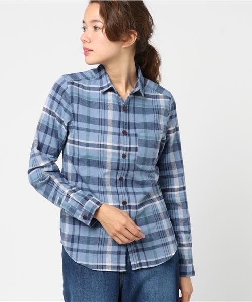 CUBE SUGAR(キューブシュガー)の「先染めネルチェックレギュラーシャツ(シャツ/ブラウス・レディース・マルチ/レッド/グリーン/グレー/ブルー・M/L)」の3枚目の写真