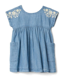 GAP | Floral embroidery chambray dress(ワンピース)