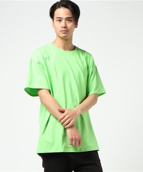 WEGO（ウィゴー）の「WEGO/エクストリームビッグシルエットカットソー（Tシャツ/カットソー・メンズ・イエロー/オレンジ/ライム/ピンク/ブルー/サックスブルー・X-LARGE）」の2枚目の写真