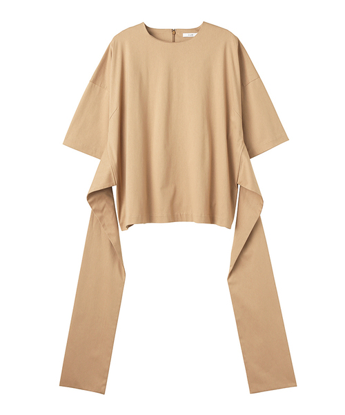 CLANE（クラネ）の「WIDE RIBBON TOPS（Tシャツ/カットソー・レディース・ベージュ/ブラック/グリーン・2/1）」の2枚目の写真