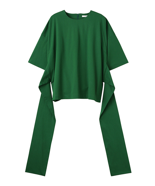 CLANE（クラネ）の「WIDE RIBBON TOPS（Tシャツ/カットソー・レディース・ベージュ/ブラック/グリーン・2/1）」の3枚目の写真