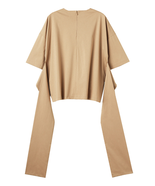 CLANE（クラネ）の「WIDE RIBBON TOPS（Tシャツ/カットソー・レディース・ベージュ/ブラック/グリーン・2/1）」の4枚目の写真